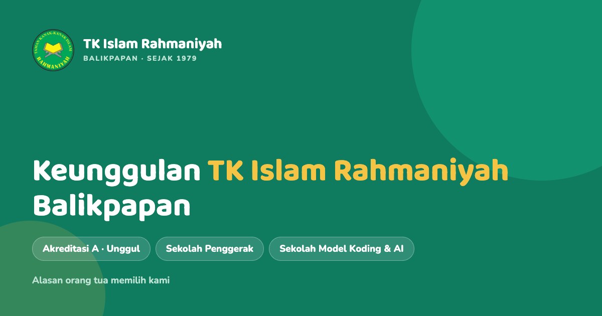 Keunggulan TK Islam Rahmaniyah Balikpapan: Alasan Orang Tua Memilih Kami